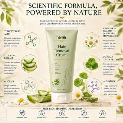 Divifit™ Natural Gentle Hair Removal Cream | For Women & Men, Sensitive Skin